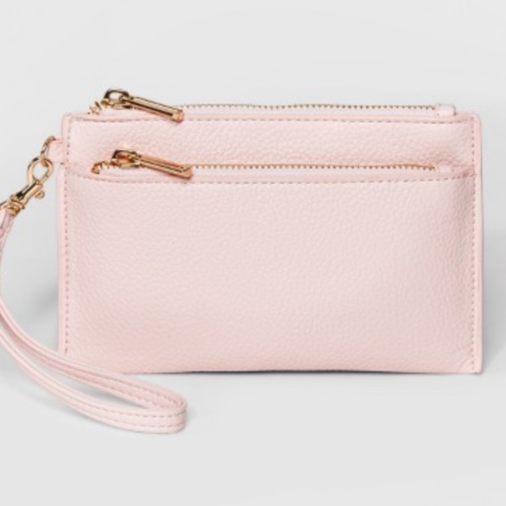 Palest blush pink faux leather clutch by A New Day